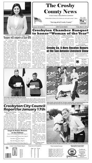 Primary view of object titled 'Crosby County News (Ralls, Tex.), Vol. 130, No. 9, Ed. 1 Friday, March 3, 2017'.