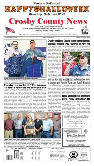 Crosby County News (Ralls, Tex.), Vol. 129, No. 42, Ed. 1 Friday, October 28, 2016