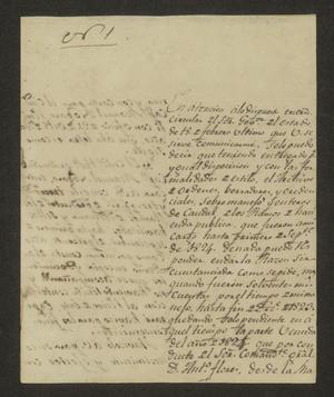 Primary view of object titled '[Letter from José Lázaro Benavides to the Laredo Alcalde, June 21, 1826]'.