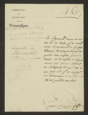 [Letter from José Bernardo Gutiérrez to the Laredo Ayuntamiento, November 12, 1824]