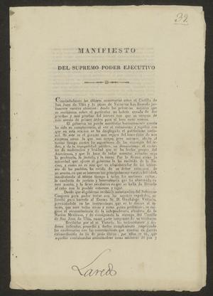 Primary view of object titled '[Manifest Against Spain from the President of Mexico]'.