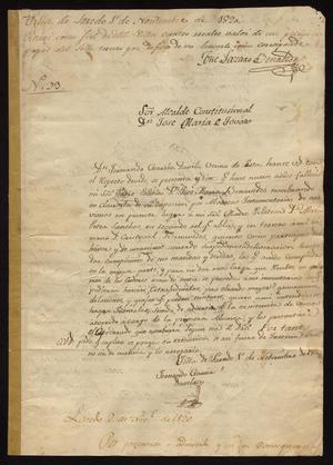 Primary view of object titled '[Correspondence between Fernando García Dávila and José María Tovar]'.