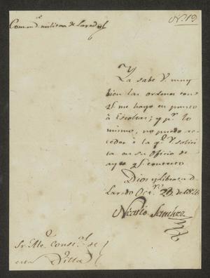 Primary view of [Letter from Nicasio Sánchez to the Laredo Alcalde, October 23, 1826]
