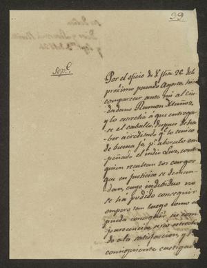 [Letter from José Felipe de la Peña to the Laredo Alcalde, September 1, 1824]