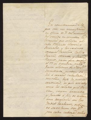 Primary view of object titled '[Letter from the Governor to Ildefonso Ramón, August 25, 1819]'.