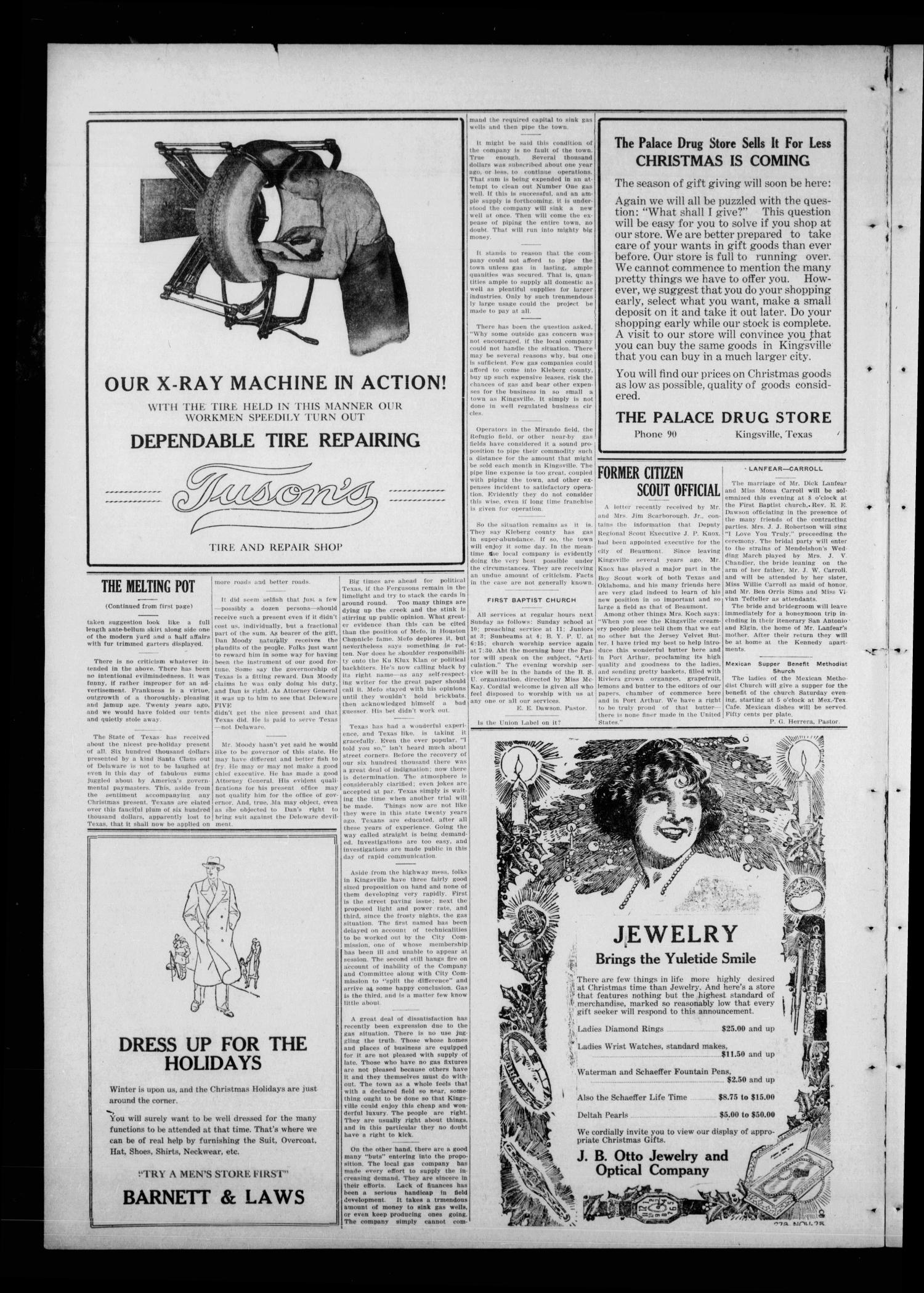 The Kingsville Record (Kingsville, Tex.), Vol. 19, No. 14, Ed. 1 Wednesday, November 25, 1925
                                                
                                                    [Sequence #]: 2 of 14
                                                