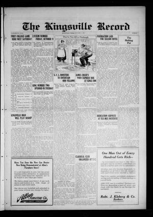 Primary view of object titled 'The Kingsville Record (Kingsville, Tex.), Vol. 19, No. 7, Ed. 1 Wednesday, October 7, 1925'.