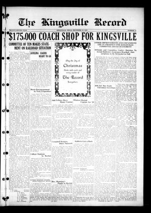 The Kingsville Record (Kingsville, Tex.), Vol. 22, No. 18, Ed. 1 Wednesday, December 19, 1928