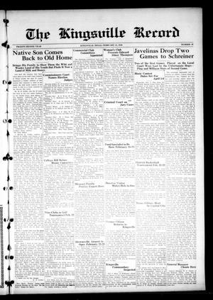 Primary view of object titled 'The Kingsville Record (Kingsville, Tex.), Vol. 22, No. 26, Ed. 1 Wednesday, February 13, 1929'.