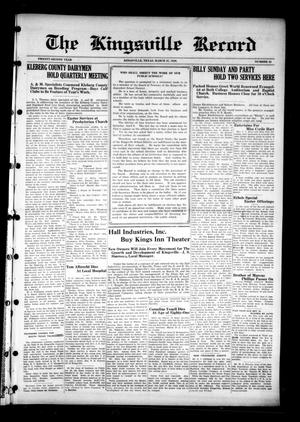 Primary view of object titled 'The Kingsville Record (Kingsville, Tex.), Vol. 22, No. 32, Ed. 1 Wednesday, March 27, 1929'.