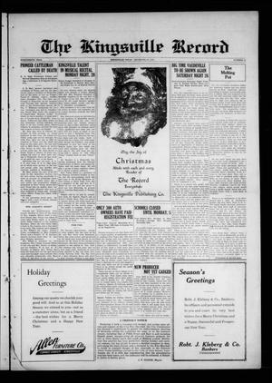 The Kingsville Record (Kingsville, Tex.), Vol. 19, No. 18, Ed. 1 Wednesday, December 23, 1925