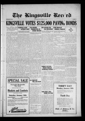 Primary view of object titled 'The Kingsville Record (Kingsville, Tex.), Vol. 19, No. 21, Ed. 1 Wednesday, January 13, 1926'.