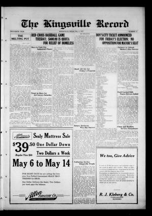 The Kingsville Record (Kingsville, Tex.), Vol. 20, No. 37, Ed. 1 Wednesday, May 4, 1927