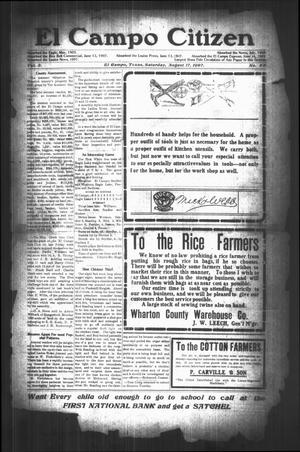 Primary view of object titled 'El Campo Citizen (El Campo, Tex.), Vol. 3, No. 26, Ed. 1 Saturday, August 17, 1907'.