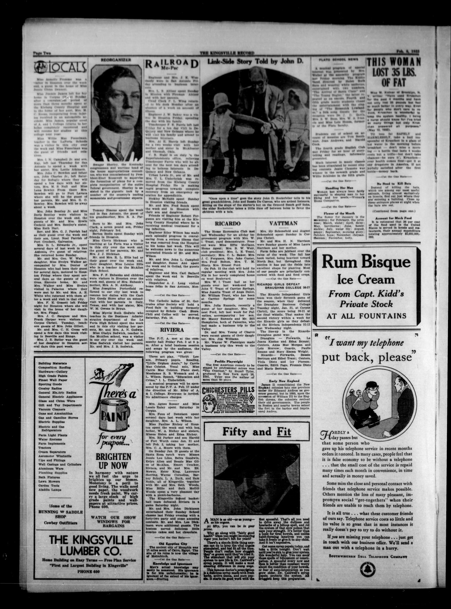 Kingsville Record (Kingsville, Tex.), Vol. 27, No. 26, Ed. 1 Wednesday, February 8, 1933
                                                
                                                    [Sequence #]: 2 of 8
                                                