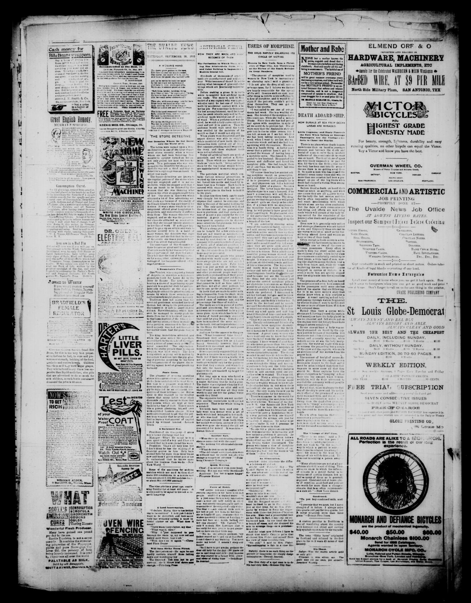 The Uvalde News. (Uvalde, Tex.), Vol. 14, No. 19, Ed. 1 Thursday, September 28, 1899
                                                
                                                    [Sequence #]: 4 of 4
                                                