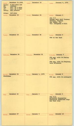 [Jacqueline Cochran's Typed Daily Schedule: December 1969 to December 1973]