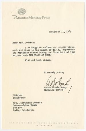 [Letter from the Upton Brady to Jacqueline Cochran, September 11, 1969]