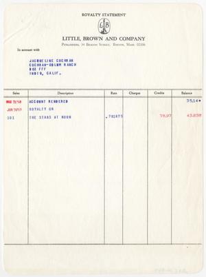 [Royalty Statement from Little, Brown and Company to Jacqueline Cochran, June 30, 1969]