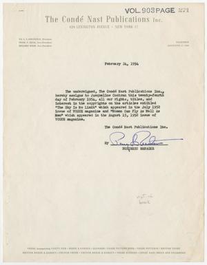[Letter from The Condé Nast Publications Incorporated to Jacqueline Cochran, February 24, 1954]
