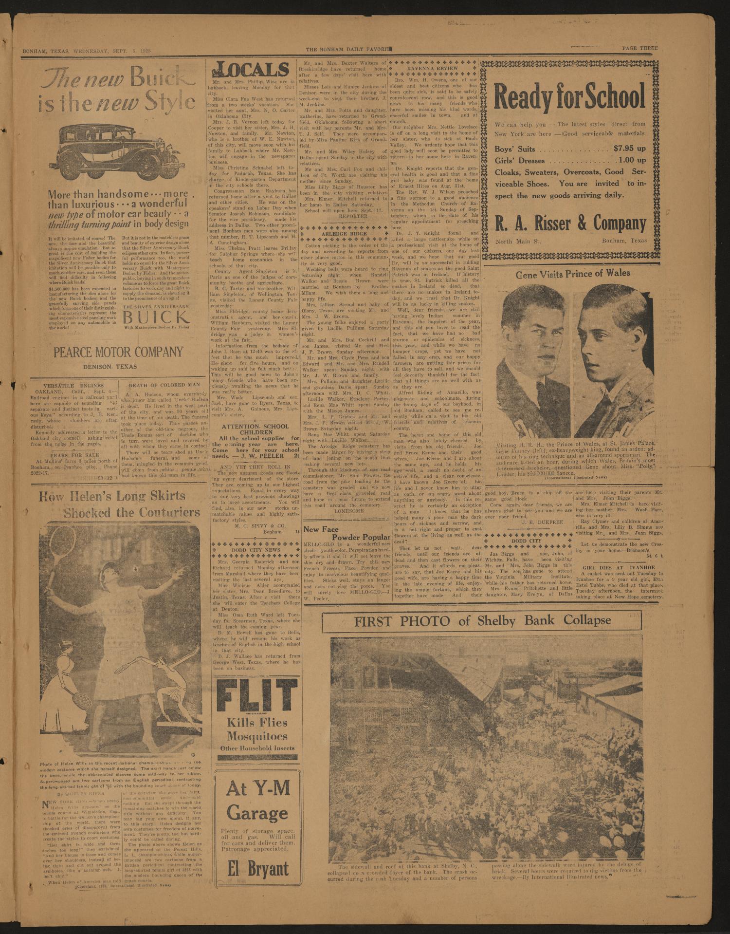 The Bonham Daily Favorite (Bonham, Tex.), Vol. 36, No. 54, Ed. 1 Wednesday, September 5, 1928
                                                
                                                    [Sequence #]: 3 of 6
                                                