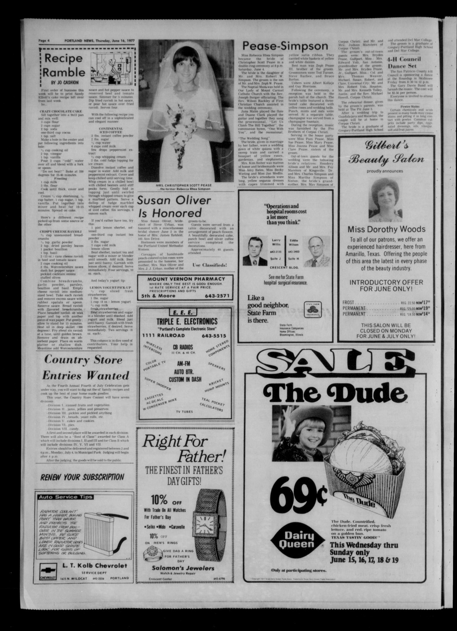 Portland News (Portland, Tex.), Vol. 12, No. 24, Ed. 1 Thursday, June 16, 1977
                                                
                                                    [Sequence #]: 4 of 11
                                                