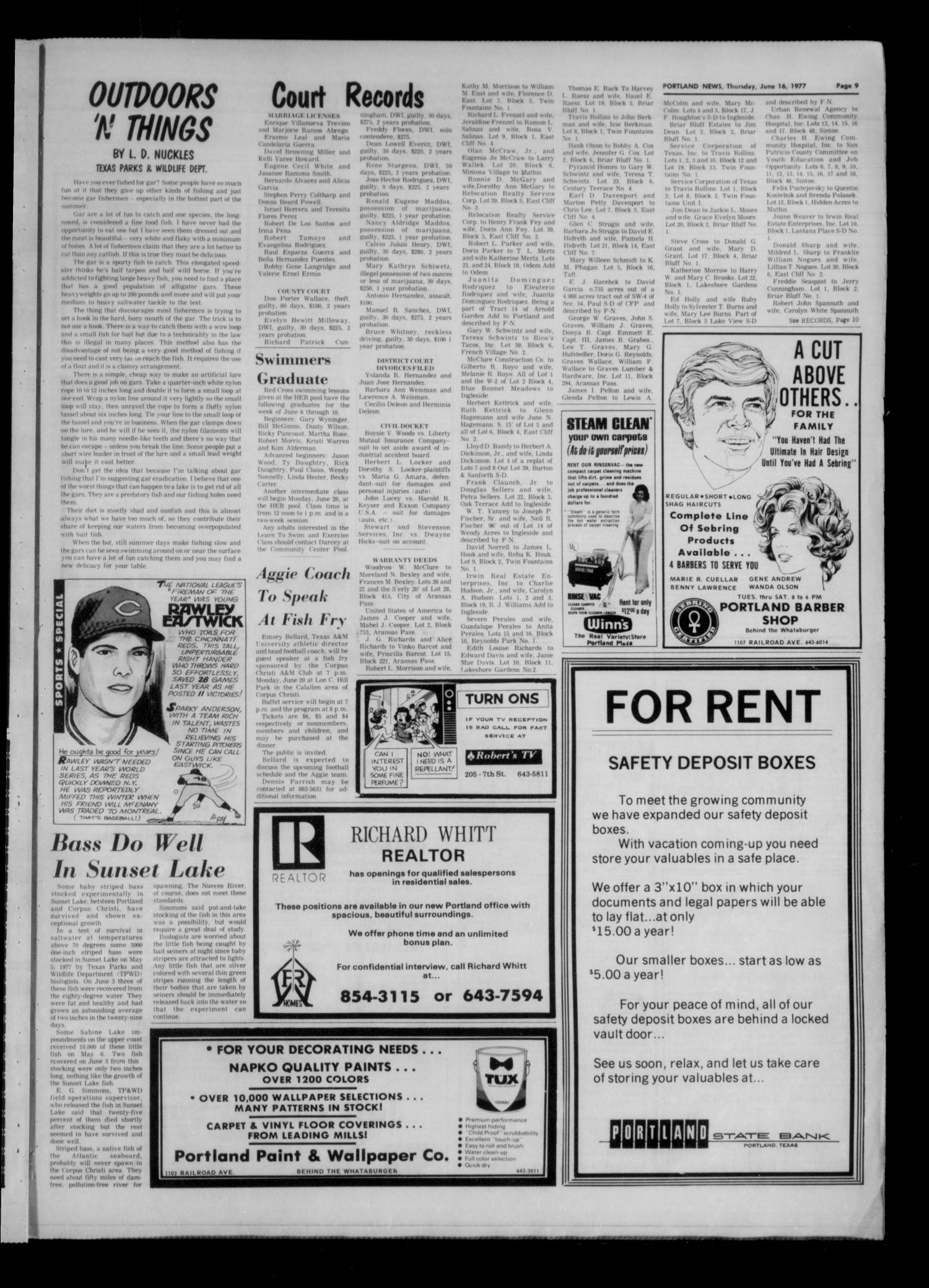 Portland News (Portland, Tex.), Vol. 12, No. 24, Ed. 1 Thursday, June 16, 1977
                                                
                                                    [Sequence #]: 8 of 11
                                                
