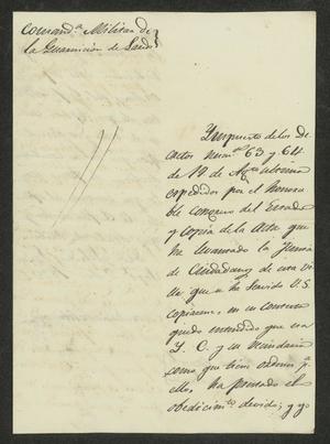 [Letter from the Comandante Militar to the Laredo Ayuntamiento, September 2, 1832]