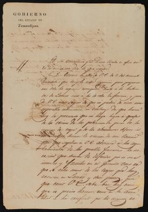 [Letter from Governor Fernandez to the Laredo Ayuntamiento, May 29, 1835]