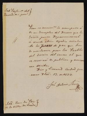 [Letter from José Antonio Flores to the Laredo Alcalde, October 13, 1837]