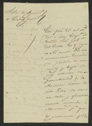 [Letter from Jesús Benavides to the Laredo Ayuntamiento, September 30, 1832]
