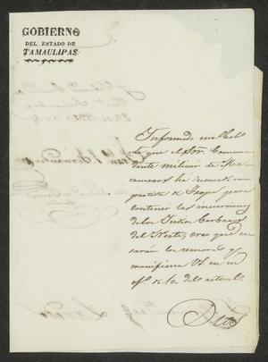[Letter from the Governor of Tamaulipas to the Laredo Ayuntamiento, September 29, 1832]