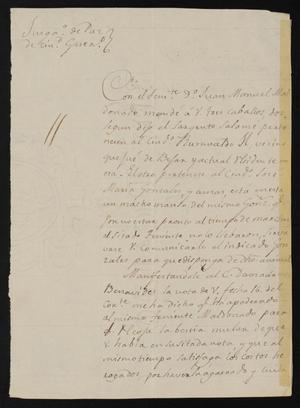 [Letter from Miguel Benavides to the Laredo Justice of the Peace, October 19, 1837]