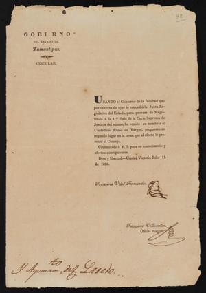 Primary view of object titled '[Printed Circular from Governor Fernandez]'.
