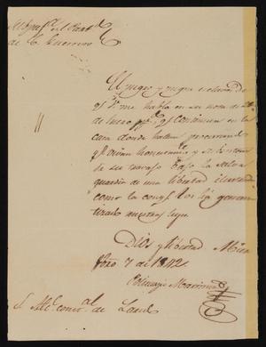 [Letter from Policarzo Martinez to the Laredo Alcalde, February 7, 1842]