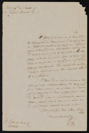 [Letter from Policarzo Martinez to the Laredo Justice of the Peace, March 22, 1841]