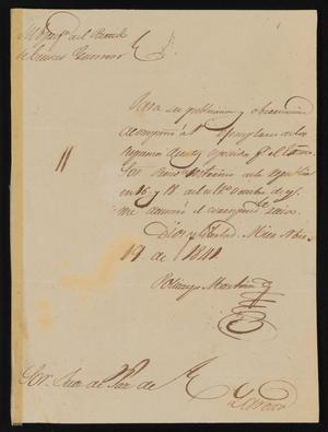 [Letter from Policarzo Martinez to the Laredo Justice of the Peace, November 19, 1841]