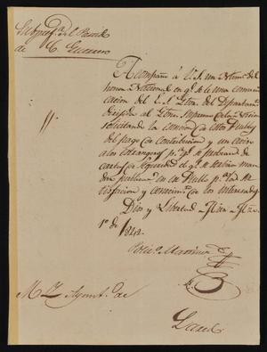 [Letter from Policarzo Martinez to the Laredo Ayuntamiento, March 1, 1842]