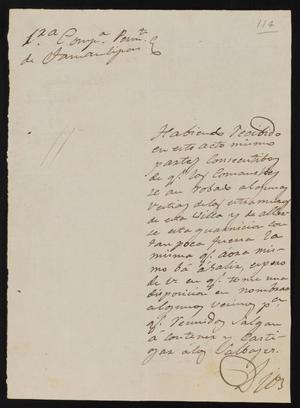 [Letter from Esteban Telles to the Laredo Alcalde, October 6, 1835]