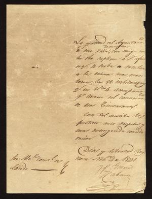 Primary view of object titled '[Letter from Guerra to the Laredo Alcalde, November 4, 1831]'.