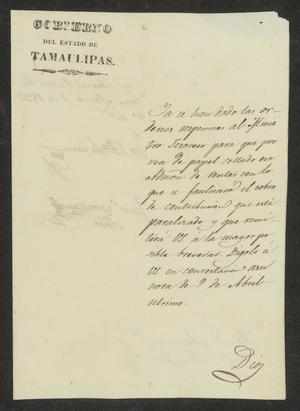 [Letter from José Honorato de la Garza to the Laredo Ayuntamiento, May 4, 1832]