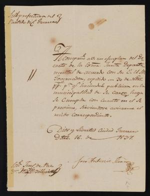 Primary view of object titled '[Letter from José Antonio Flores to the Laredo Justice of the Peace, December 16, 1837]'.