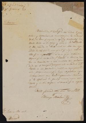 [Letter from Policarzo Martinez to the Laredo Justice of the Peace, March 11, 1847]