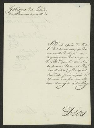 [Letter from the Governor to the Laredo Alcalde, January 21, 1832]