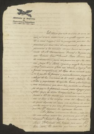 [Letter from the Comandante Militar to the Laredo Ayuntamiento, May 9, 1834]