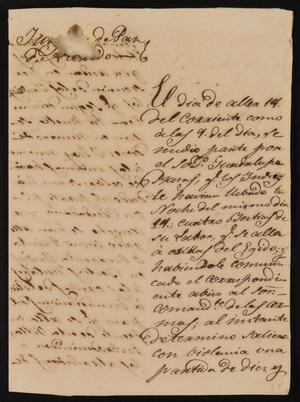 [Letter from the Laredo Justice of the Peace to Policarzo Martinez, March 20, 1841]