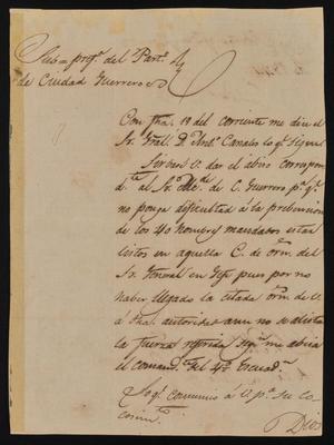 [Letter from Indro García to the Laredo Alcalde, March 23, 1844]