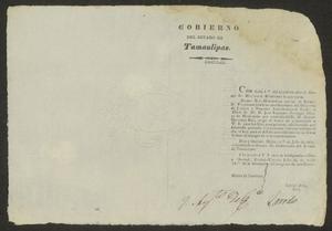 Primary view of [Printed Circular from the Governor of Tamaulipas]