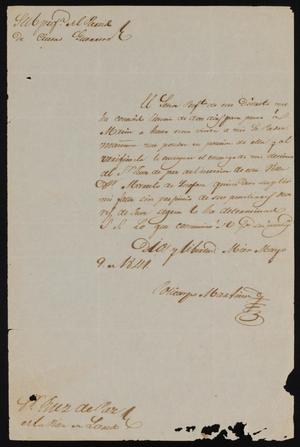 [Letter from Policarzo Martinez to the Laredo Justice of the Peace, May 9, 1841]