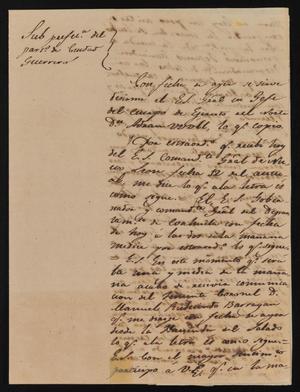 [Partially Torn Letter from Rafael Uribe to the Laredo Alcalde, February 17, 1843]